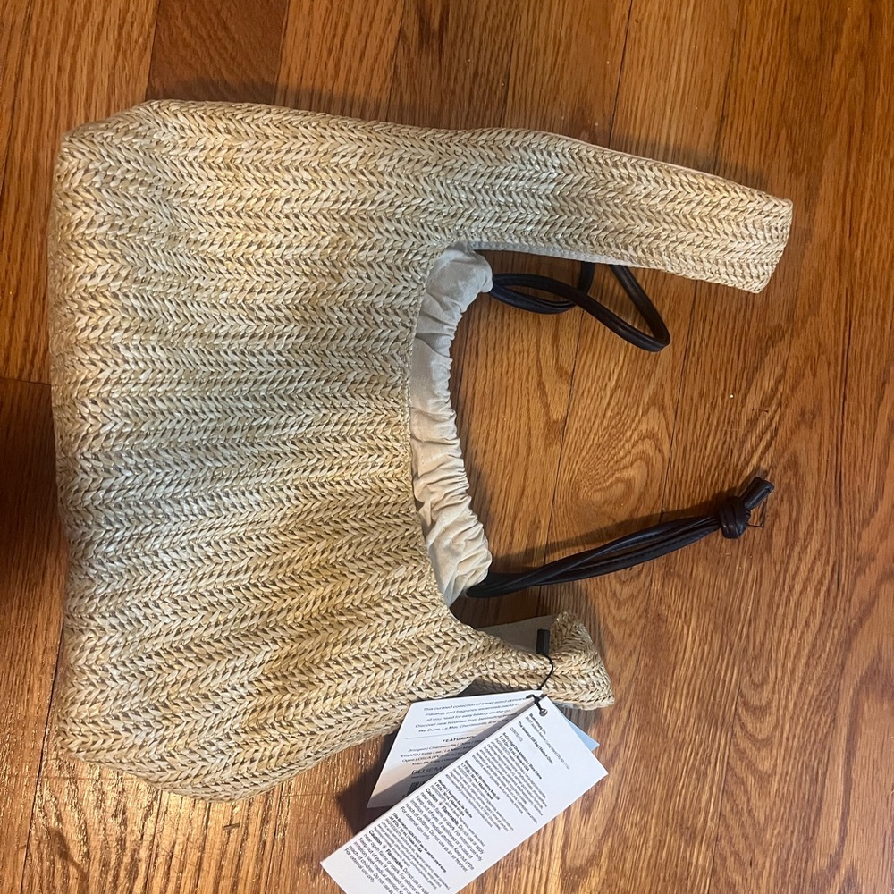 New Blue Mercury Tan Woven Straw Bag - Picture 5 of 5
